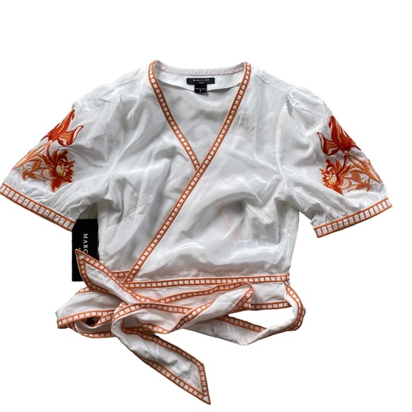 Marciano Silk White Wrap Top - Size S - Picture 6 of 10